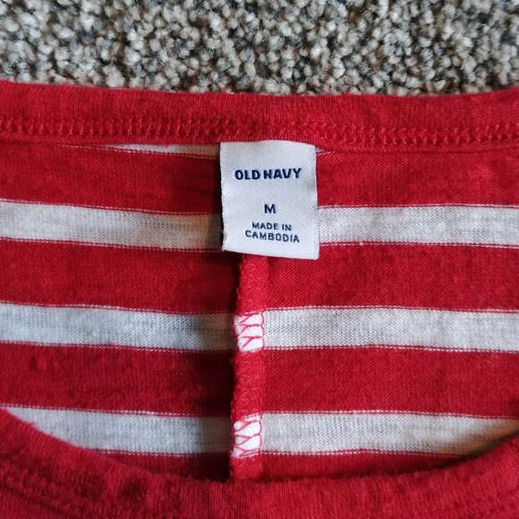 Nice Pre-Owned OLD NAVY Red/ White T-shirt Dress, Size Medium. Machine Washable. - Picture 4 of 11